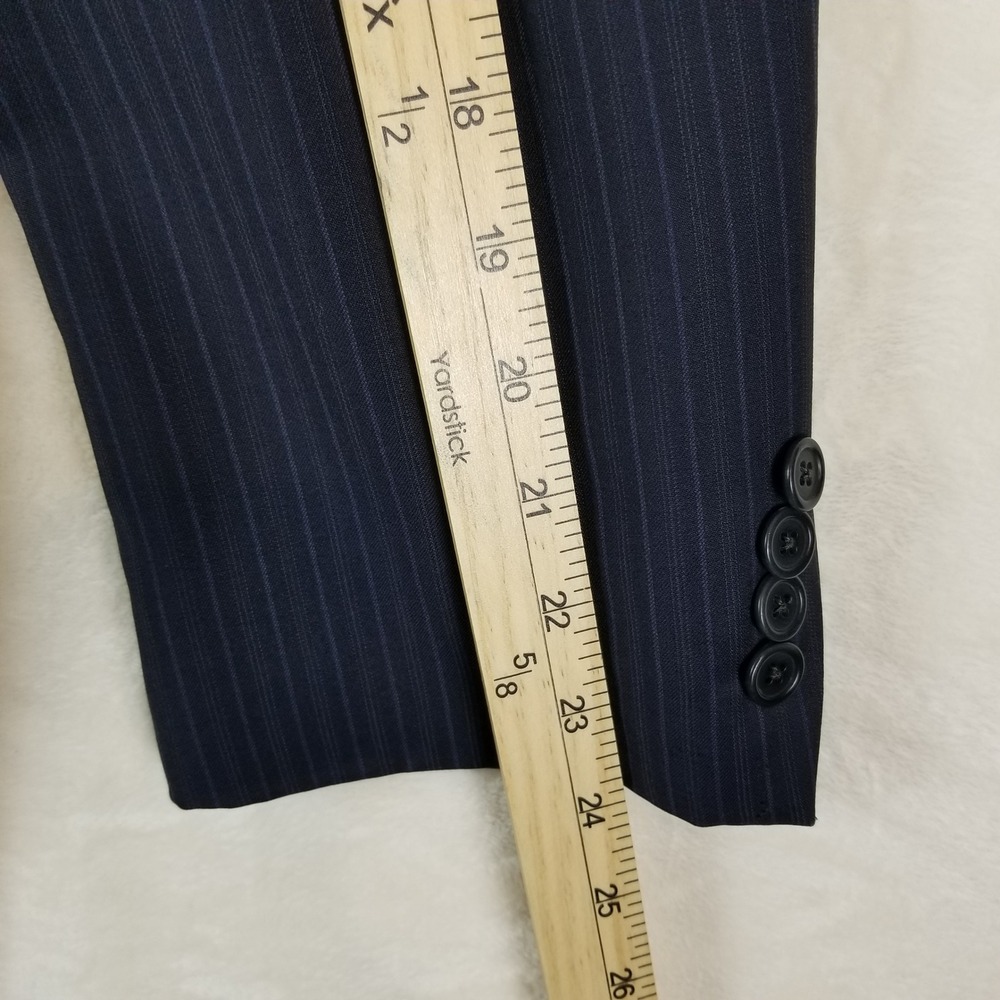 Ermenegildo Zegna Blazer Mens 42 R US 32 R Navy Blue‎ Pinstripe Wool Silk  Italy - Picture 9 of 10